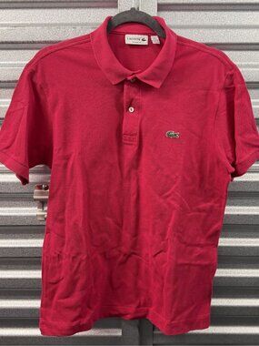 LACOSTE Hot Pink Crocodile Logo Short Sleeves Classic Fit Polo Sz S